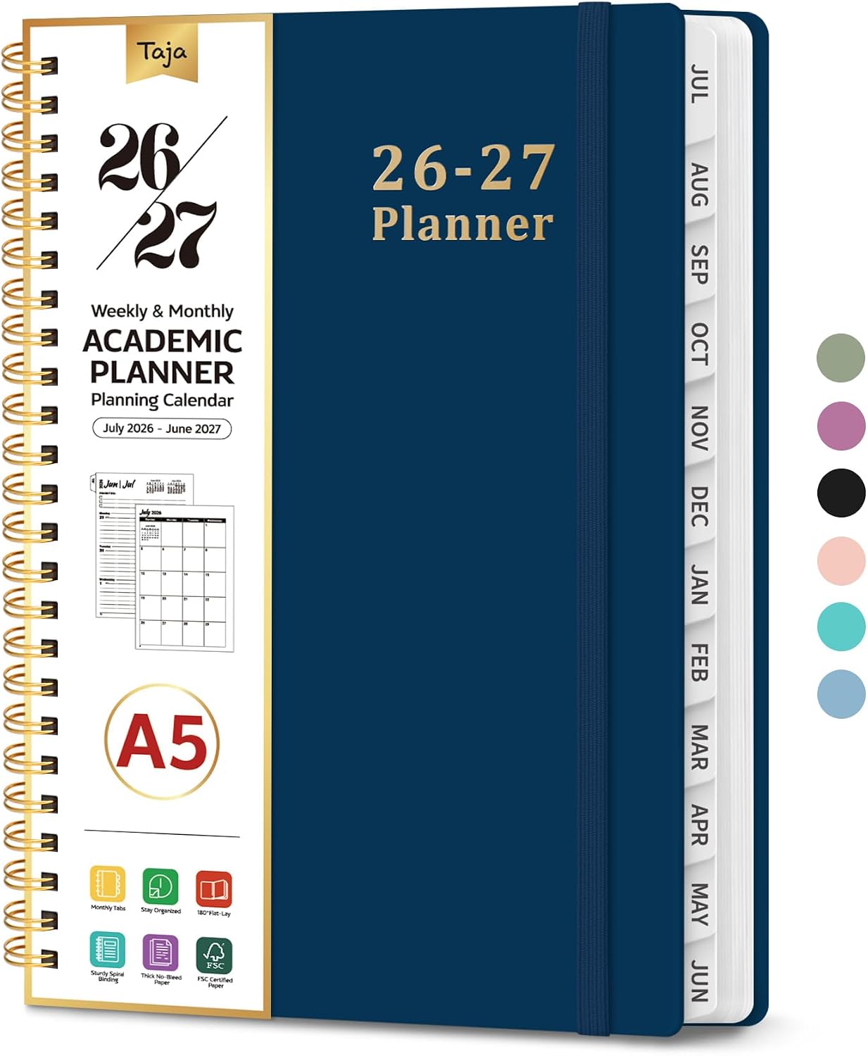 Planner 2026-2027, 8.5" x 11" Weekly and Monthly Academic Year Planner Calendar, July 2026 - June 2027, Hardcover Large School Planning Agenda With Tabs, Perfect for School & Office Supplies, A4, Green