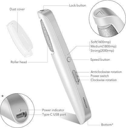 LINKEVAP Electric Callus Remover for Feet, Professional Pedicure Kit Foot Scrubber for Dry, Dead, Cracked, Hard Skin, at Home Feet Spa Care Kit for Men & Women (Cold White)