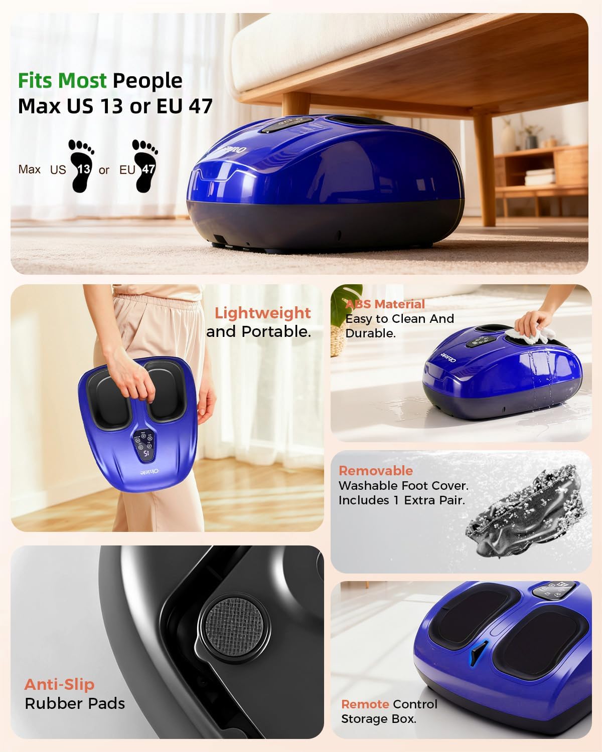 Shiatsu Foot Massager with Heat and Remote Control for Plantar Fasciitis,Purple Black