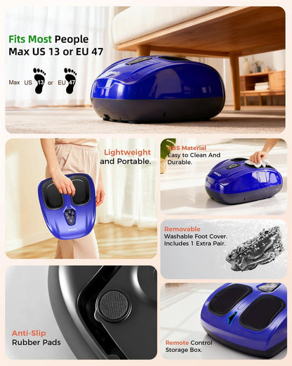 Shiatsu Foot Massager with Heat and Remote Control for Plantar Fasciitis,Purple Black