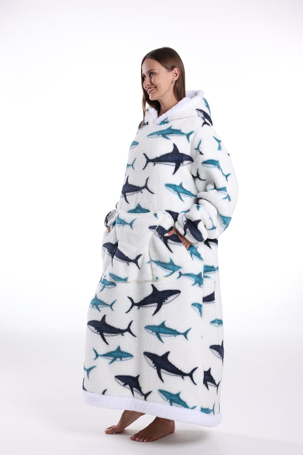 Capecage Blanket Hoodie, Long Hooded Blanket Sweatshirt as Birthday Gifts for Women Men, Long Wearable Blanket for Women Men.