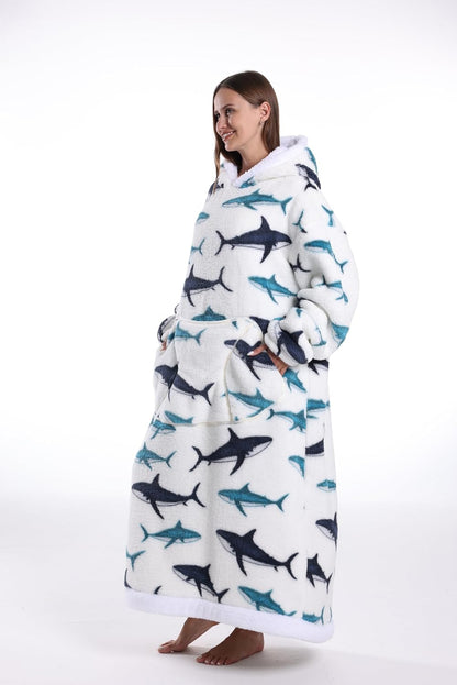 Capecage Blanket Hoodie, Long Hooded Blanket Sweatshirt as Birthday Gifts for Women Men, Long Wearable Blanket for Women Men.