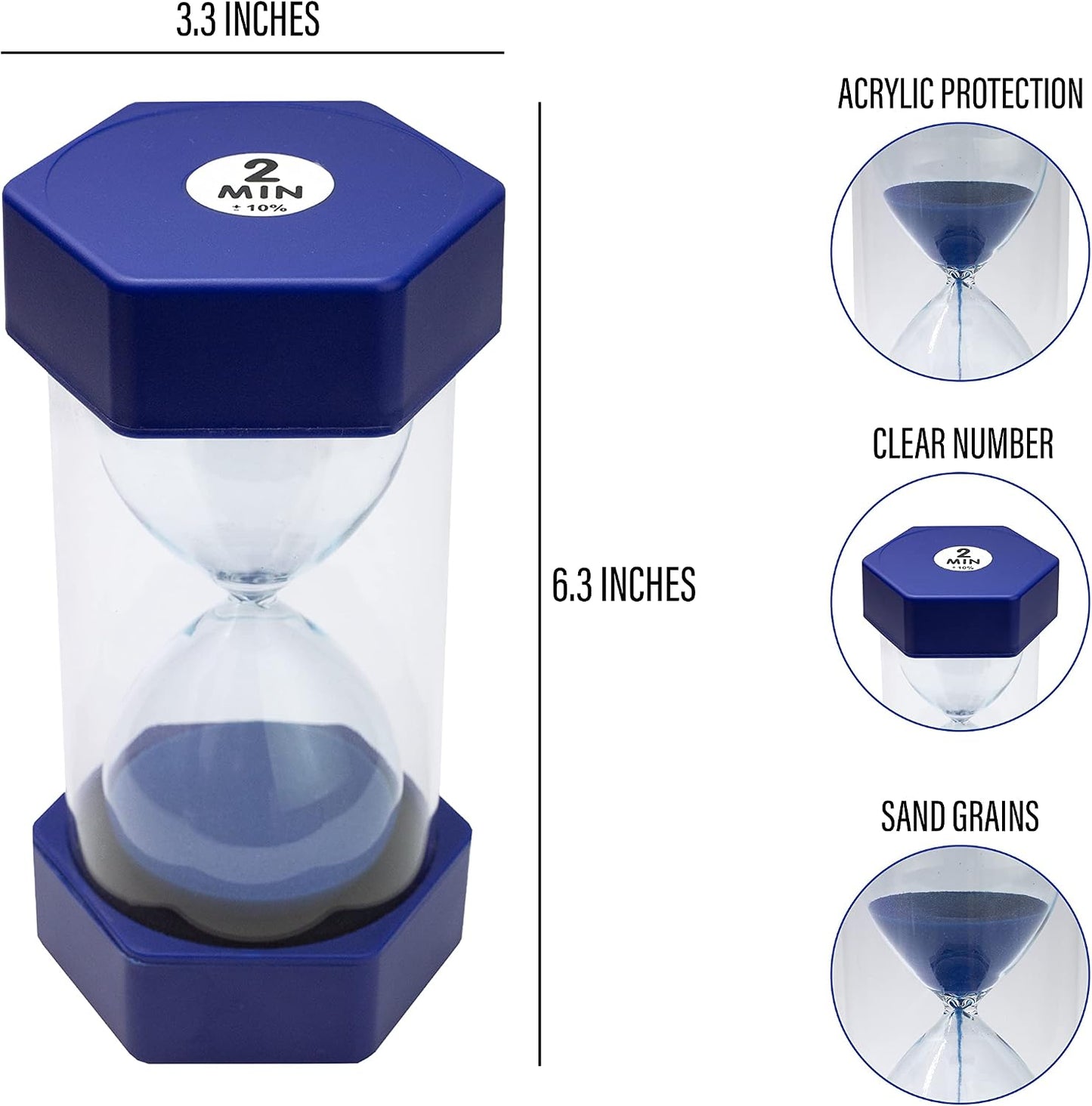 Sand Timer for Kids Set of 3 Small Colorful Hourglass Acrylic Covered Clock 1Min 2Min 5Min for Classroom, Home & Kids Room