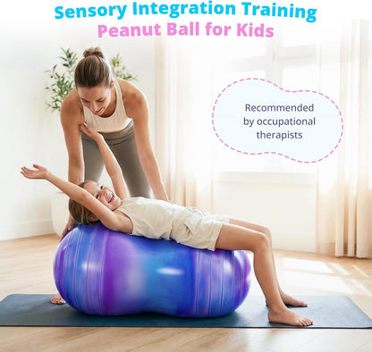 18’’/20’’ Peanut Ball for Kids & Adults, Anti-Burst Exercise Ball for Autism Sensory Training, Pregnancy & Physical Therapy, Yoga Balance Ball Chair for Fitness.