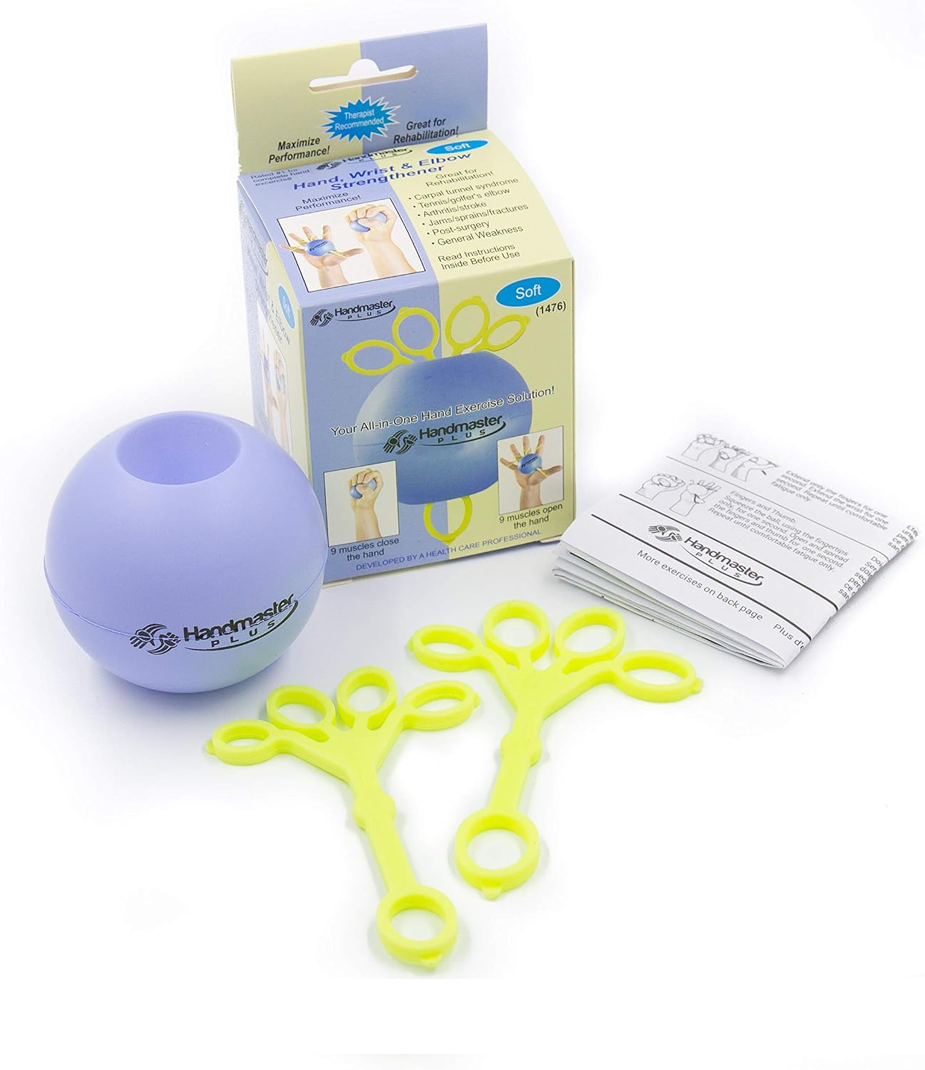 Handmaster Plus Physical Therapy Hand Exerciser - Forearm Exerciser with Stress Relief Ball - Hand Therapy Balls for Exercise, Training - Finger Exerciser & Strengthener - Firm Tension, Orange