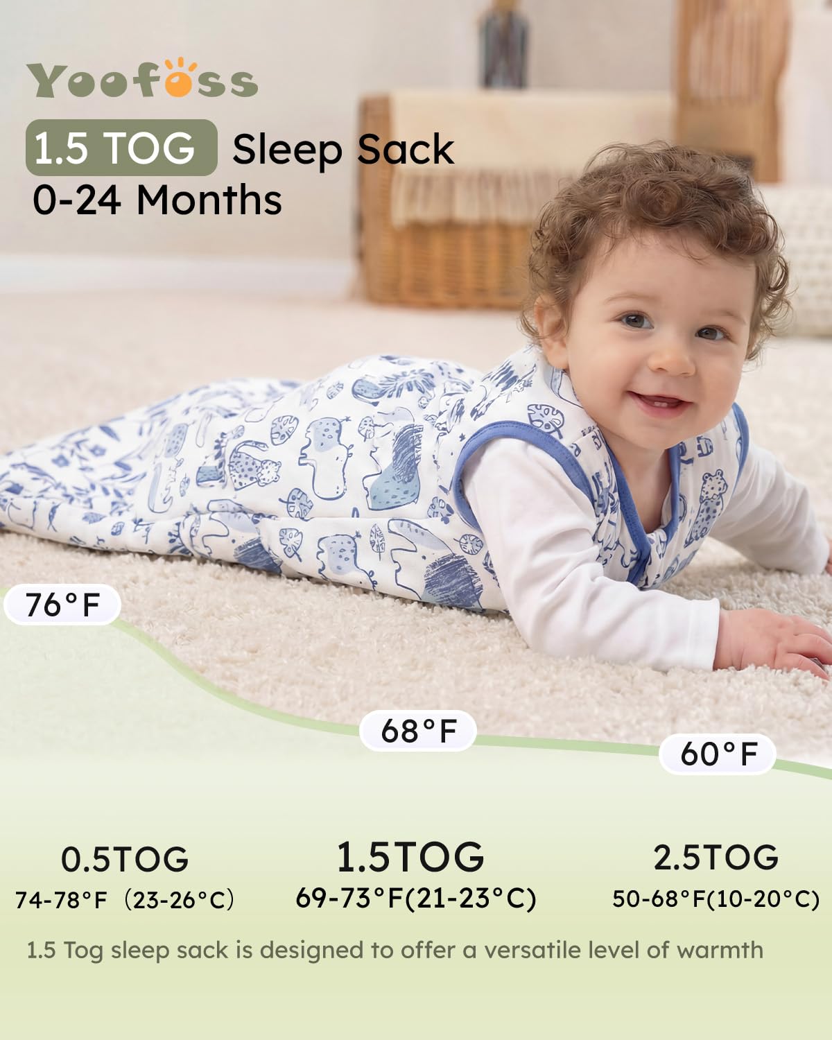 Yoofoss Baby Sleep Sack Baby Wearable Blanket 100% Cotton 2-Way Zipper Toddler Sleeping Sack