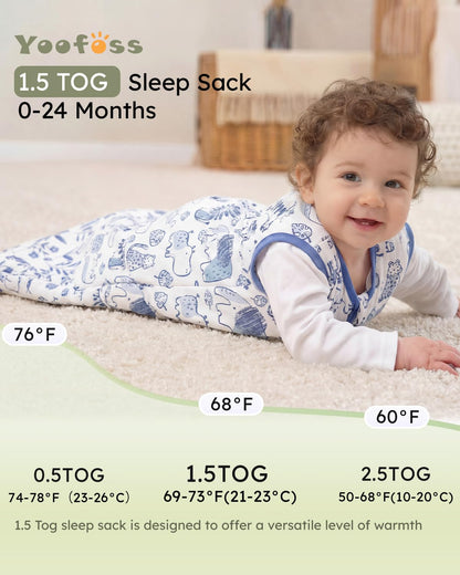 Yoofoss Baby Sleep Sack Baby Wearable Blanket 100% Cotton 2-Way Zipper Toddler Sleeping Sack