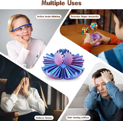 Gear Ball Fidget Toys Steampunk Gear Sphere Stress Relief for Kids Adults 3D Printed Unique Funny Birthday Gift for Christmas White Elephant Stocking Stuffer Easter (Ombre Purple, Dia. 2.5" )