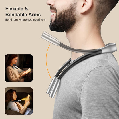 Gritin Book Light,Eye Caring 3 Colors & Stepless Dimming Neck Reading Light