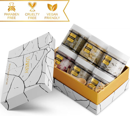 Gifts for Women Who Have Everything Spa Gift Basket, Epsom Bath Salts Gift Basket Set, Self Care Salt W/Essential Oil, Gifts for Mom, Her, Lavender, Eucalyptus, Lemon, Coconut, Tea Tree, Honey Almond