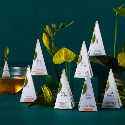Tea Forte Premium Presentation Box Gift Set Sampler, 20 Count, Assorted Blends Individually Wrapped Handcrafted Pyramid Infuser Bags, Frank Lloyd Wright