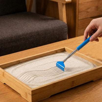 2Pcs Mini Zen Garden Rake Tools, Garden Sand Rake Feng Shui Decoration, Miniature Tabletop Rock Sand Zen Garden Accessories for Home Office(Blue + Black)