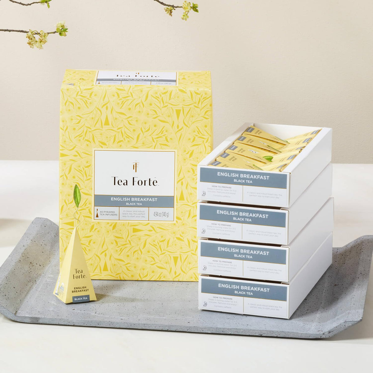 Tea Forte White Ginger Pear Event Box Tea Set, 40 Pyramid Infusers