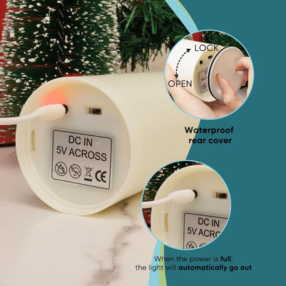 Homemory 6"x3" Outdoor Waterproof Flameless Candles, LED Candles, Battery Operated Candles with Remote and Timers, Electric Fake Plastic Pillar Candles, Ivory White, Set of 2