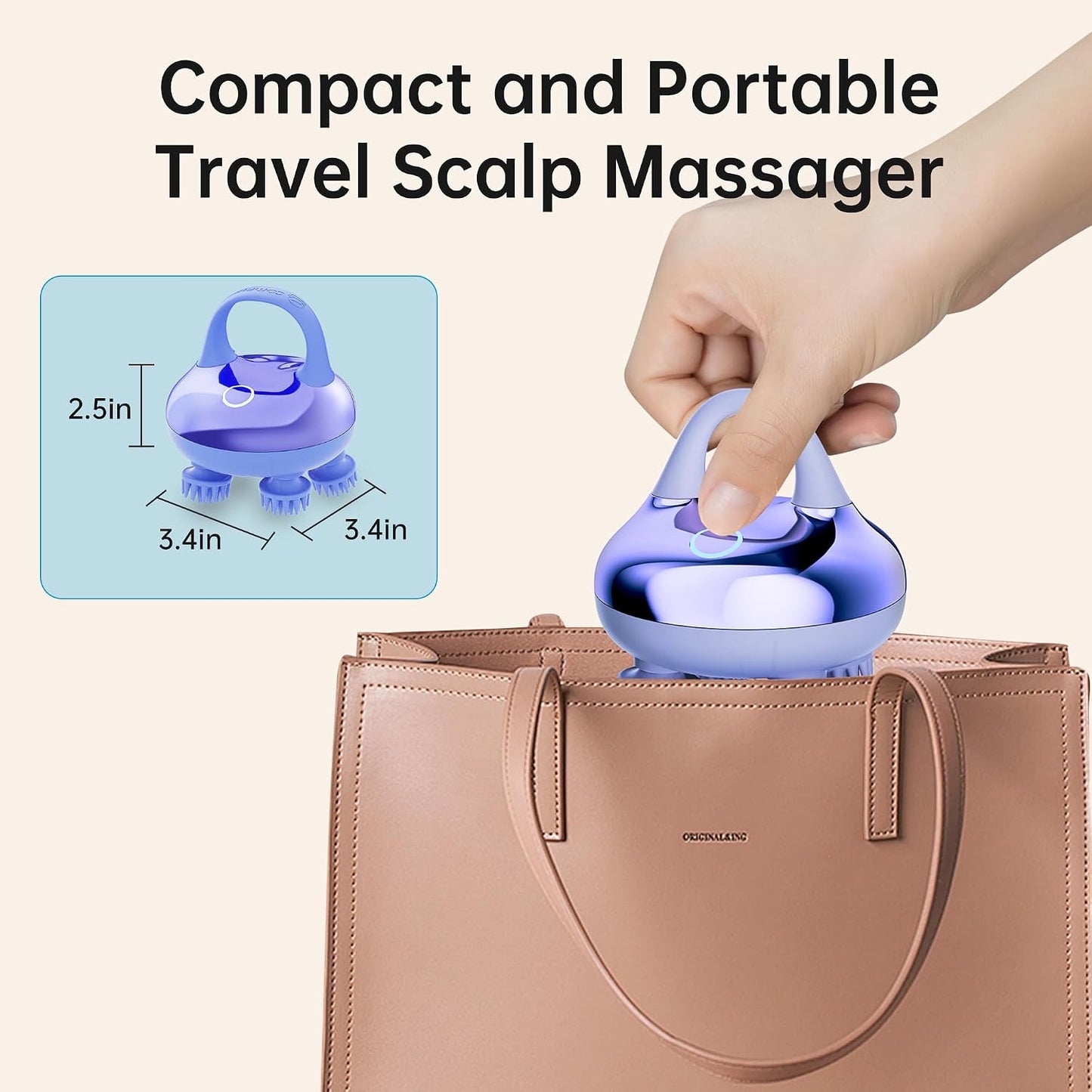 COMFIER Electric Scalp Massager, Waterproof Head Massager with Mutlti-Modes Vibration, Handheld Portable Head Scratcher for Hair Growth, Dog Cat Massager for Deep Clean and Stress Relax