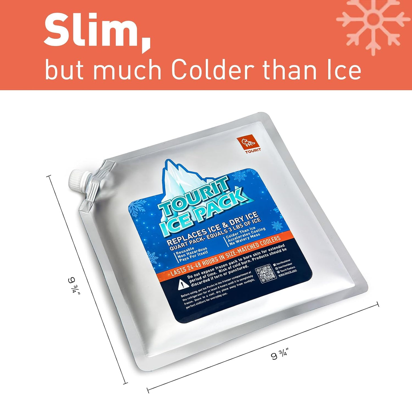 TOURIT Reusable Ice Pack for Coolers Long Lasting Cooler Ice Packs for Cooler Bag Lunch Bags/Boxes, Cooler Backpacks, Freezer Packs for Coolers