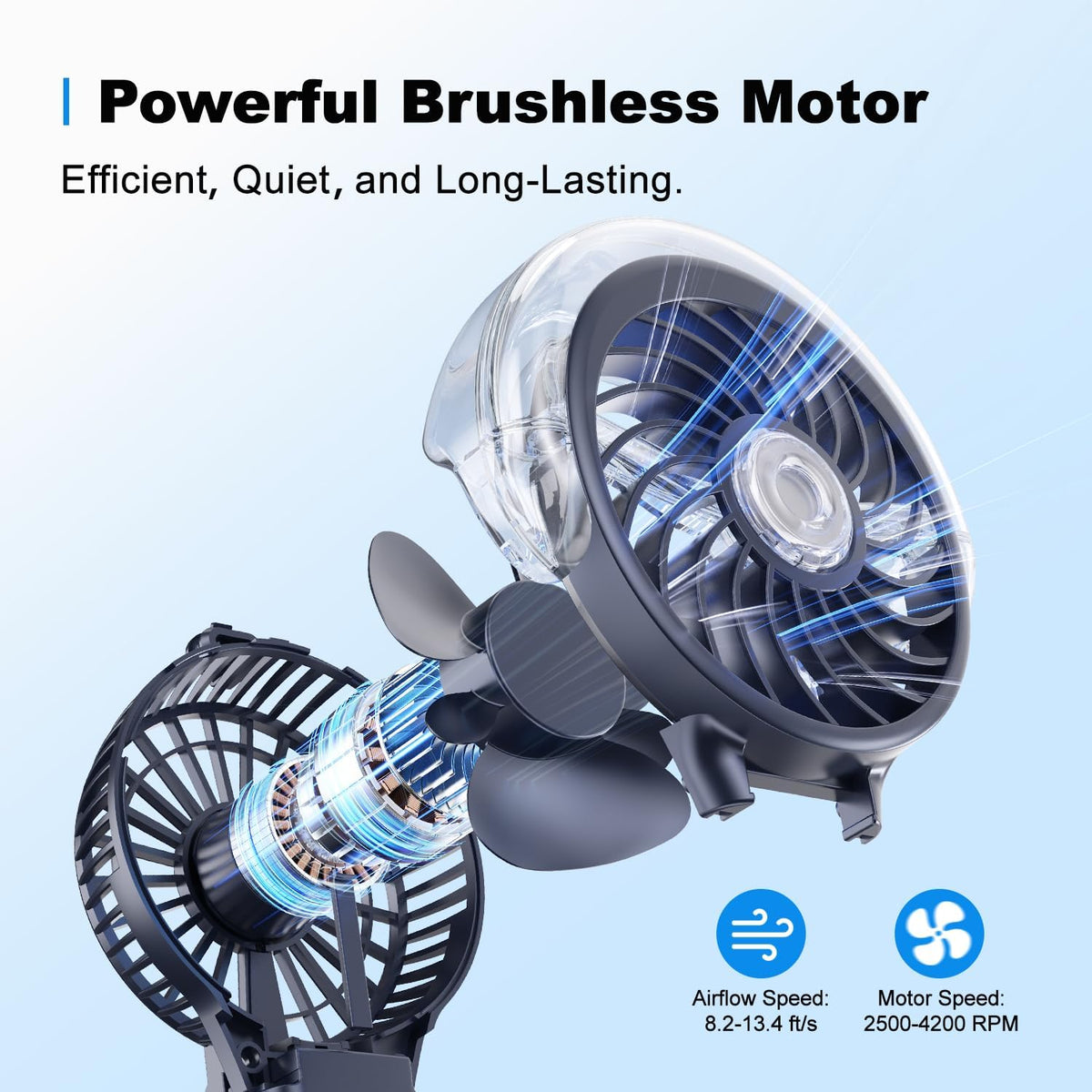KIBEE Portable Misting Fan, 4000mAh Rechargeable Handheld Fan with 50ml Water Tank, Foldable 180° Mini Mist Spray Fan, 3 Speeds Personal Cooling Fan for Travel, Makeup, Outdoor, Concerts, Gray