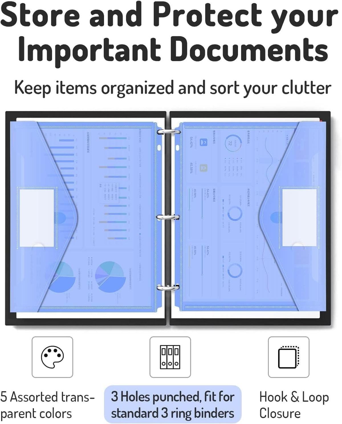 Forvencer Binder Pocket, Super Heavyweight Plastic Binder Folders