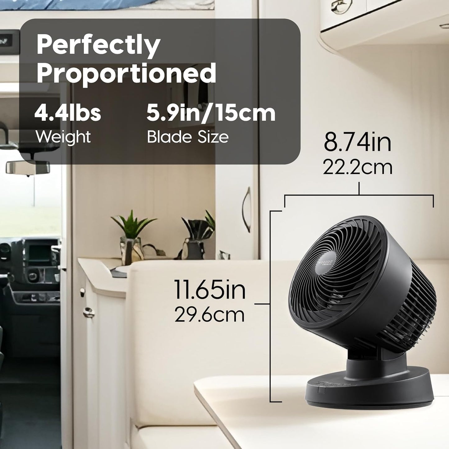 IRIS USA WOOZOO Air Circulator Fan with Remote, Oscillating, 5 Speeds, 82ft Max Air Distance, 90° Adjustable Tilt, 30db Quiet Motor, Small Fan for Bedroom, Office, Dorm, White