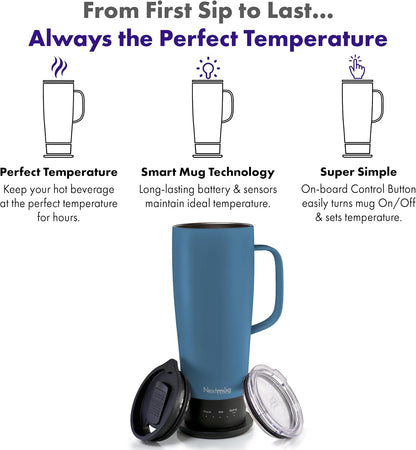 Nextmug Go - Temperature-Controlled, Self-Heating Travel Mug
