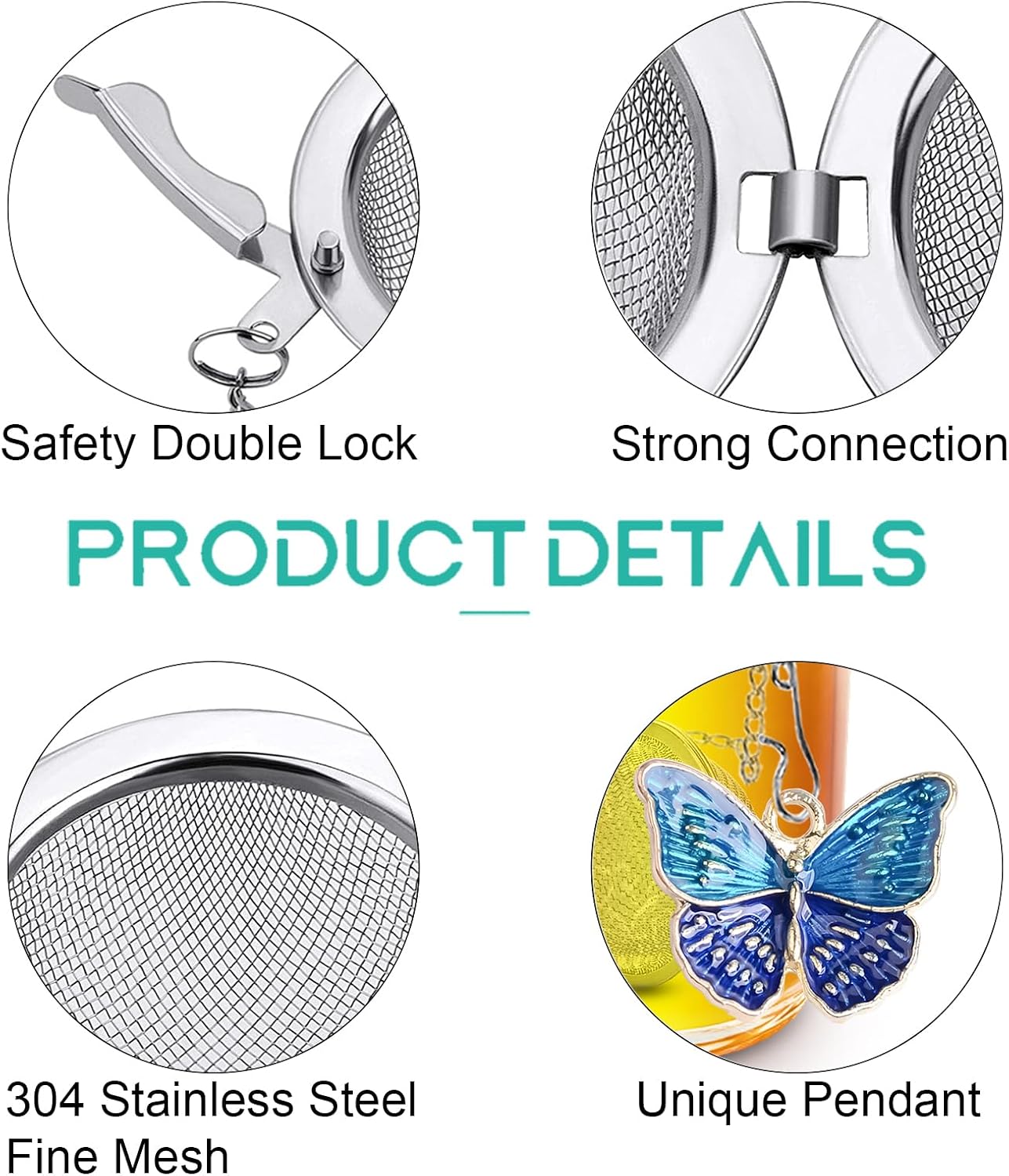 NSTaygate 2pcs Tea Infuser,Loose Leaf Tea Steeper Tea Strainer with Charm Handmade Dragonfly Butterfly Pendant Tea Ball Tea Filter Tea Infusers for Loose Tea
