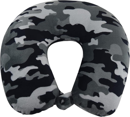 Wolf Essentials Adult Fleece Travel Neck Pillow for Airplane, Charcoal