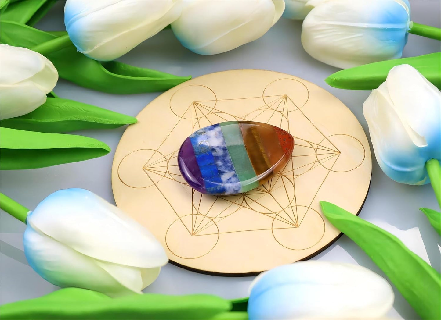2PCS Worry Stone for Anxiety Tigers Eye Amethyst Healing Crystals Hand Thumb Stones Pocket Gemstones Meditation Accessories Oval Crystal Natural Relax Palm Stone Anxiety Relief Items Stocking Stuffers