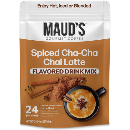Maud's Instant Matcha Latte Mix, Flavored Drink Mix 10 Servings, 100% Gourmet Blended Tea Leaves, Hot Or Iced Matcha Latte - Just Add Water