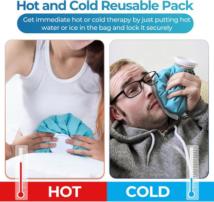 Ice Bags for Injuries Reusable: Ohuhu 3 Packs Ice Cold Packs with Wrap Ice Bag Hot Water Hot & Cold Therapy Pain Relief for Knee Leg Injury No-Leak Waterproof Ice Bags 3 Sizes 6"/9"/11", Blue
