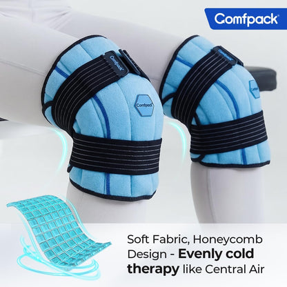 Comfpack Knee Ice Pack Wrap, 2 Hours Long Lasting Coldness Ice & Compression Therapy Flexible Ice Pack for Knee Replacement Surgery, Arthritis Pain, ACL, Swelling, Sports Injuries(23" × 10.3")