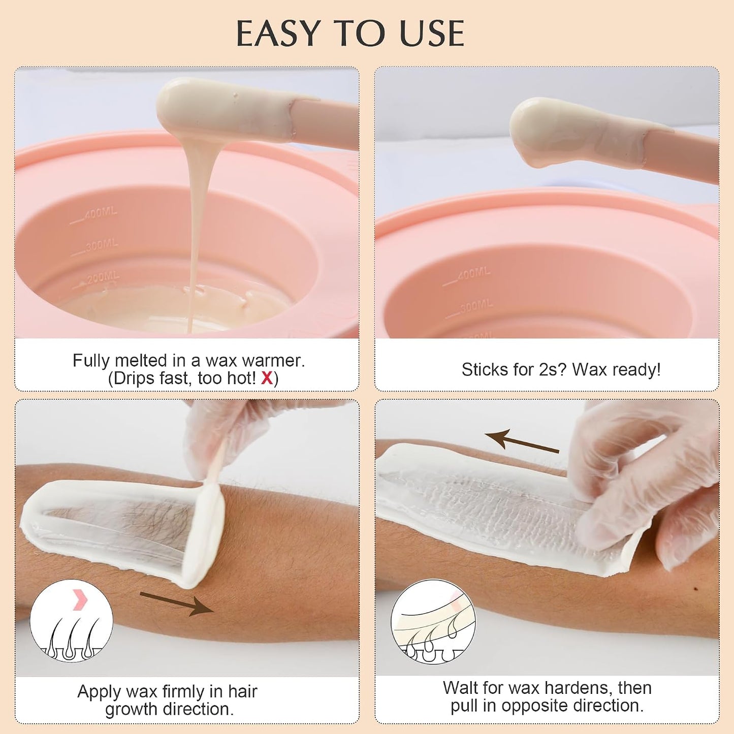 KOTAMU Waxing Kit for Women & Men, Pink Digital Wax Pot Warmer Hair Removal | Home Hard Wax Kit, Wax Machine, Face, Eyebrow, Bikini, Brazilian, Body, Sensitive Skin, 25 Accessories, Beginner-Friendly
