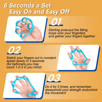 Hand Grip Strengthener, Finger Exerciser, Grip Strength Trainer (6 PCS),New Material,Forearm Grip Workout, Finger Stretcher, Relieve Wrist Pain, Carpal Tunnel
