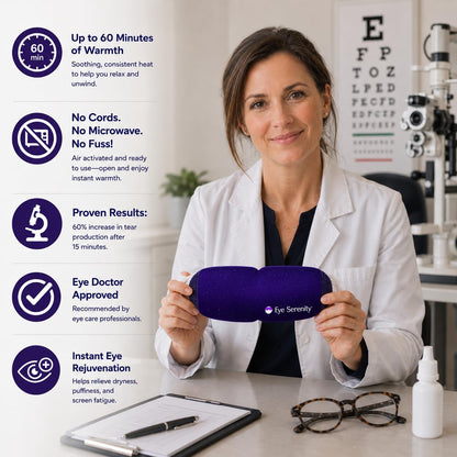 Eye Serenity Steam Eye Mask, Heated Eye Mask, Self Heating Warm Compress for Dry Eyes, Fast Relief for Stye, Puffy Sensitive Eyes, Moist Heat, Gift for Women and Men - Unscented