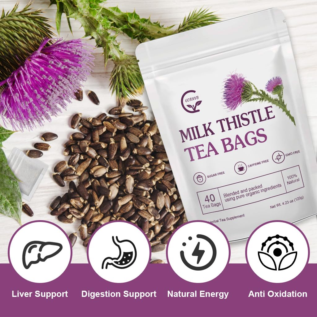 Organic Roasted Dandelion Root Tea with Milk Thistle Tea - Supports Kidney Function and Liver Function, 30 Tea Bags