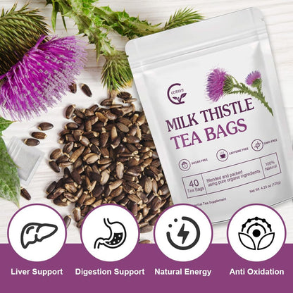Organic Roasted Dandelion Root Tea with Milk Thistle Tea - Supports Kidney Function and Liver Function, 30 Tea Bags