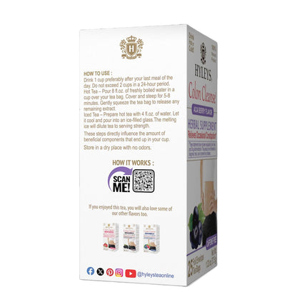 Hyleys Colon Cleanse Tea, Acai Berry Flavor, 100% Natural, 25 Tea Bags