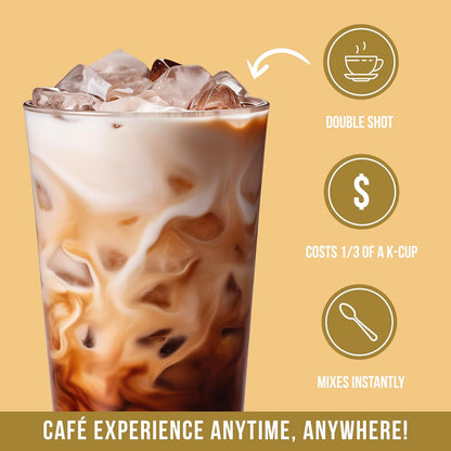 The Frozen Bean Vanilla Bean Frappe & Latte Instant Mix (10 Sticks), Made with Arabica Coffee, Double Shot Caffeine, Low Sugar & Premium Ingredients, Hot, Iced, or Blended Drinks