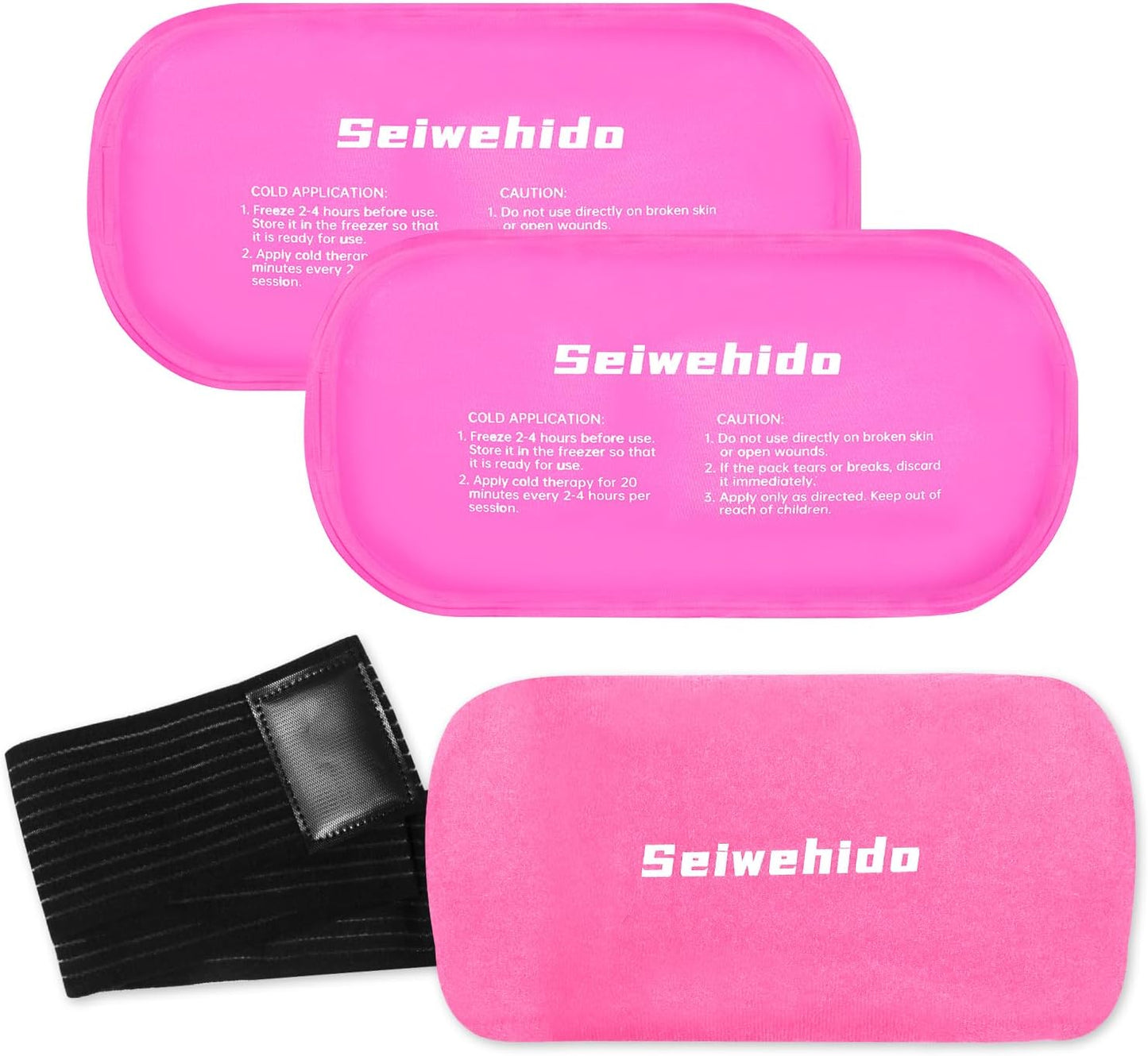 Ice Packs for Injuries Reusable Gel 2 Hot Cold Compress Therapy Pack with Adjustable Strap Soft Ice Wraps for Ankle Knee Leg Neck Shoulder Wrist Feet Back Pain Relief (Purple, Medium 10 x 5.5 Inch)