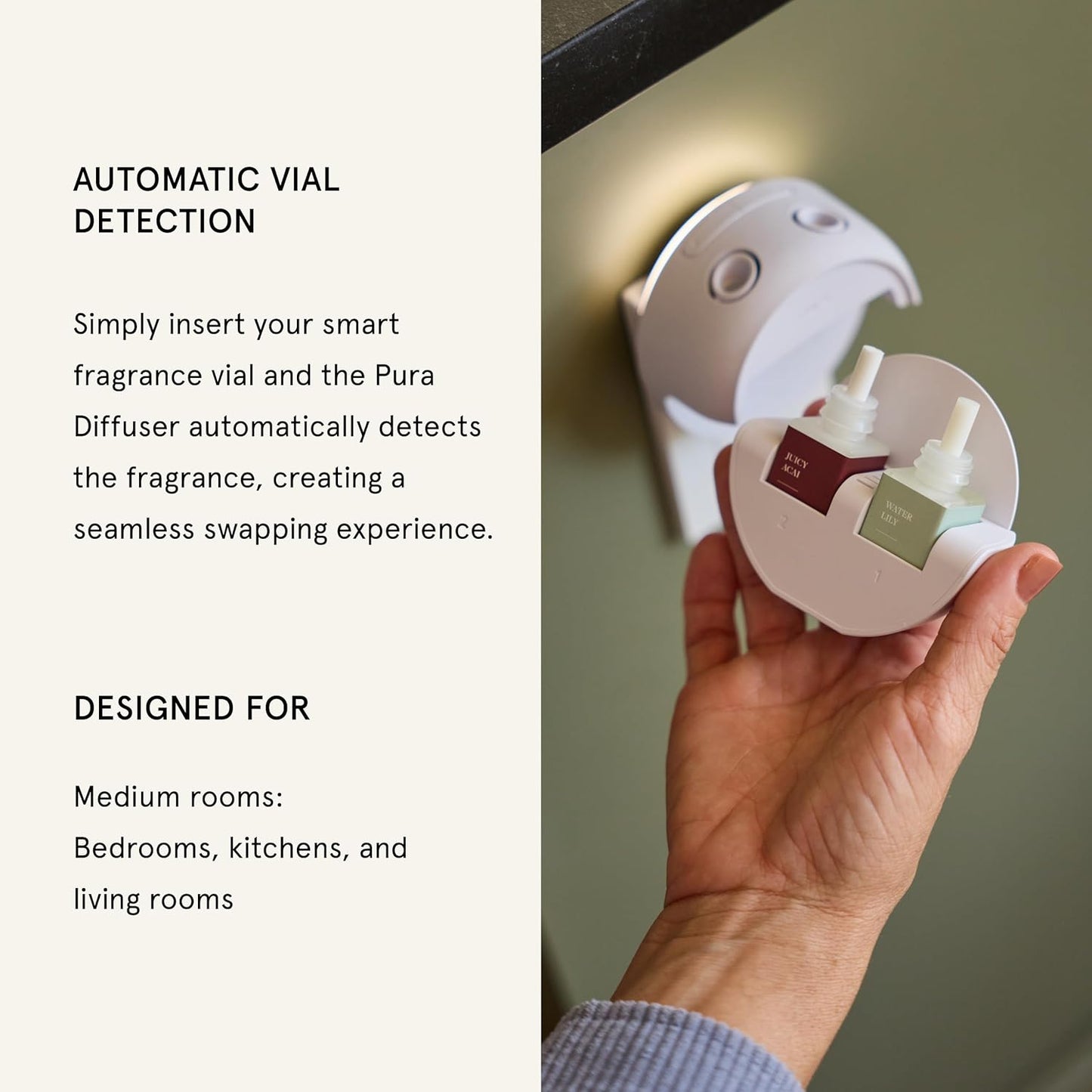 Pura Home 4 Fragrance Diffuser - Adjustable Home Diffuser with LED Light & Automatic Vial Detection - Wi-Fi Device for Personalized Home Scenting Experience - 2025 Version