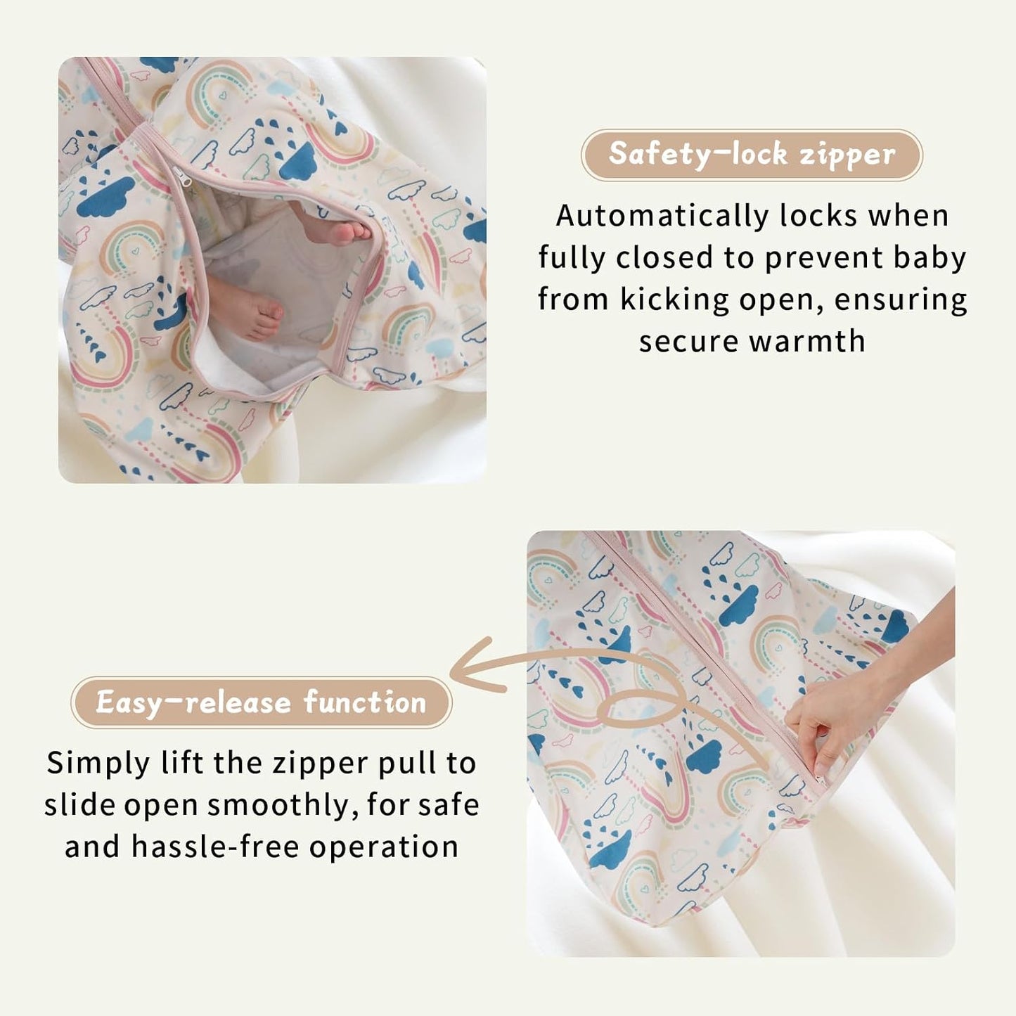 Baby Sleep Sack 0-6 Months,100% Cotton TOG 0.5 Wearable Blanket for Newborn and Infant, 3 Pack 2-Way Zipper Lightweight Sleeping Bags for Toddler