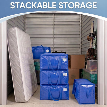 TICONN Extra Large Moving Bags Heavy Duty with Zippers & Carrying Handles, Durable Storage Bags Moving Boxes for Closet Organizers and Storage (Blue)