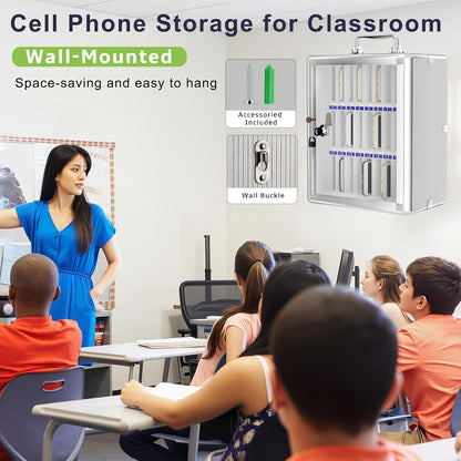 Aluminum Alloy Cell Phone Lock Box, Phone Holder for Classroom, 36 Slots