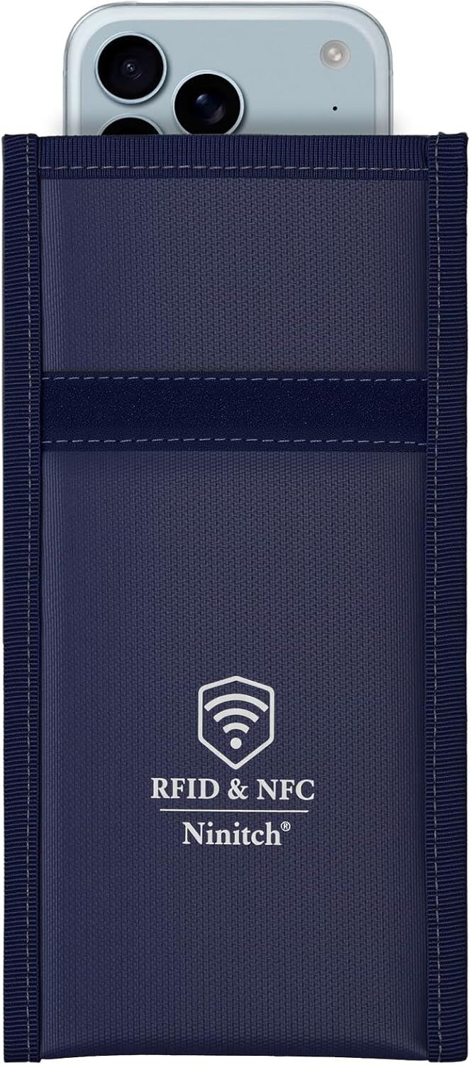 Faraday Bags for Phone Privacy & Security - Signal Blocking Pouch for GPS/WIFI/5G/RFID - Fireproof & Waterproof Anti-Drop Case for Travel & Data Protection Black