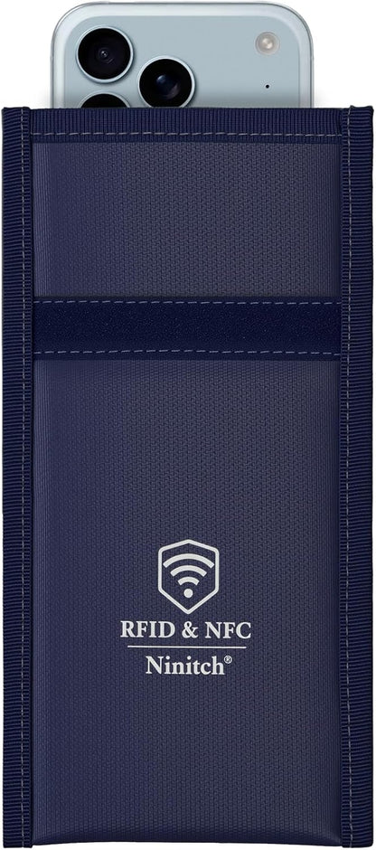 Faraday Bags for Phone Privacy & Security - Signal Blocking Pouch for GPS/WIFI/5G/RFID - Fireproof & Waterproof Anti-Drop Case for Travel & Data Protection Black