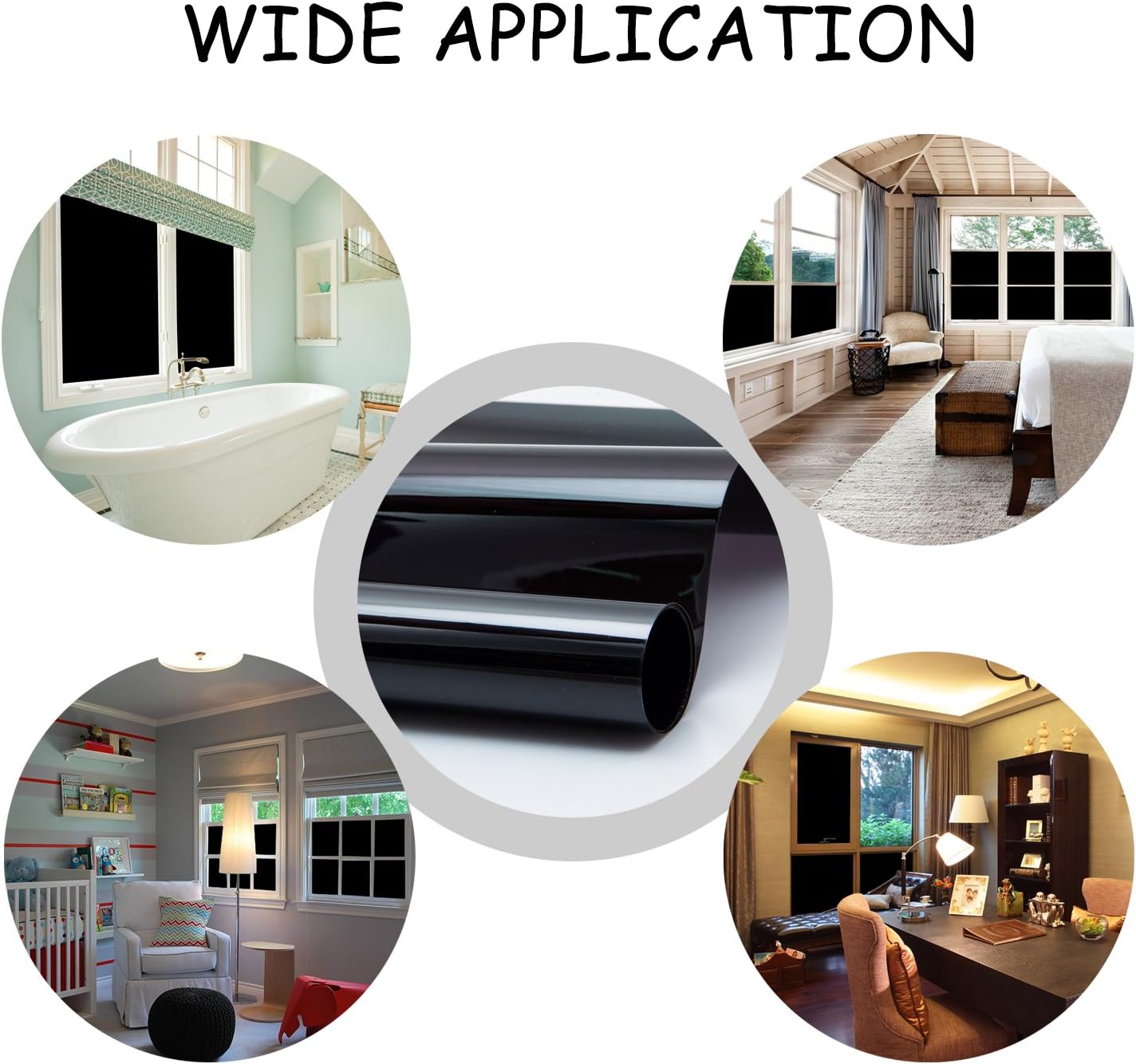 Blackout Window Film, Static Cling Window Tint 100% Light Blocking No-Glue Window Cover for Home Privacy, Room Darkening, Nap Time, Aquarium, Baby Room, Day Sleeping (Matte Black, 17.7x78.7 Inch)