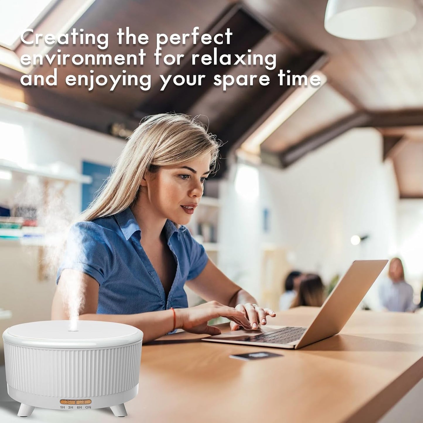Diffusers for Essential Oils Large Room, 500ml Aromatherapy Diffuser Cool Mist Humidifier with Remote Control,7 Colors Lights & 5 Mist Mode Waterless Auto Off for Women Office Home