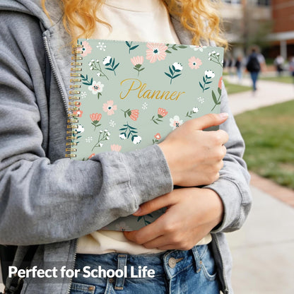 SUNEE Academic Planner 2026-2027 – Weekly & Monthly Planner, July 2026 to June 2027, 6.4"x8.3", Thick Paper, Tabs, Pockets, Bookmark, Spiral-Bound, Student Teacher Organizer, Black