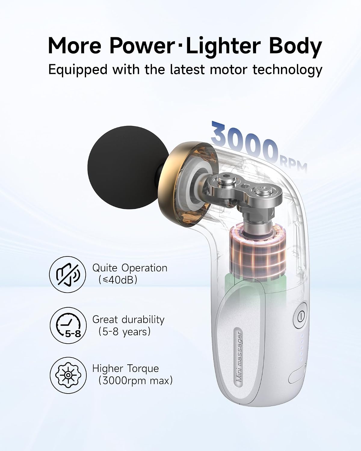 HEYCHY A1 Super Mini Massage Gun, Percussion Deep Tissues Muscle Massager, Travel Massage Gun, Compact Sports Massager, Portable Handheld Massager for Office, Home, Athletes(Black)