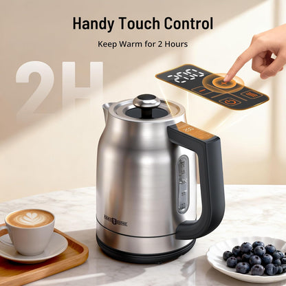 1.7L Electric Glass Kettle with Variable Temperature Control, 1500W Fast Heating Water Boiler, 13 Temperature Presets, Keep Warm Function, Auto Shut-Off Safety Protection, LED Touch Panel, 120V