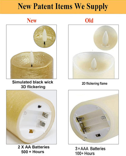 ANGELLOONG Flickering Flameless Candles, Realistic Battery Operated Candles with Remote and Timer, Set of 3 LED Candles for Fall Room Home Wedding Decor Centerpieces Table Party Christmas Decorations